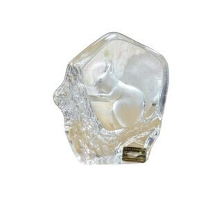 Mats Jonasson Singed Lead Crystal Squirrel Paperweight